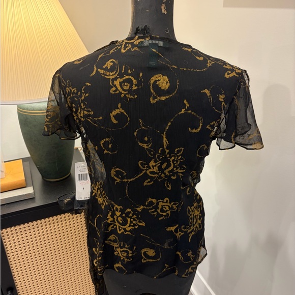 NWT Lauren Ralph Lauren Y2K Luxury 90’s Floral Mesh Wrap Blouse Size 8 Festival - Picture 6 of 17